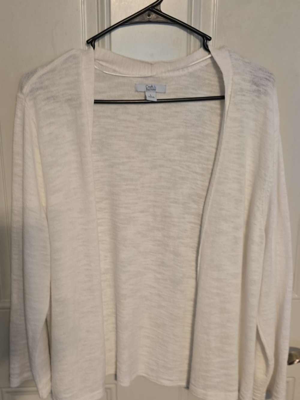 croft & barrow "WHITE"Open-Front Lightweight Cardigan